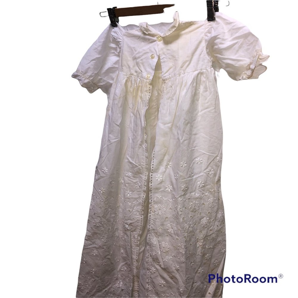 andy St Gall Swiss white cotton vintage Christening gown Switzerland Bro…